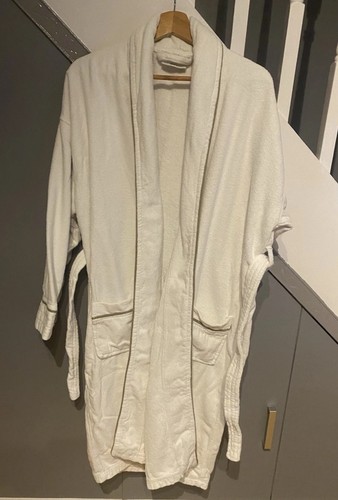Hotel white cotton bathrobe - white,