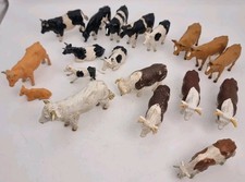 Vintage Britains Bulls Cows & Calves Plastic Job Lot Bundle x19 Mixed Colours.