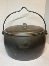 Vintage J&J Siddons Oval Gypsy 5 Gallon Cooking Pot Cast Iron With LID Rare