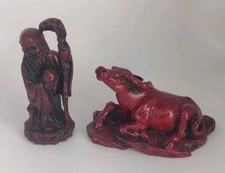 Red Resin Chinese Zodiac Water Buffalo  Old Man