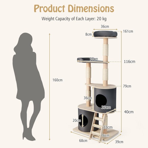 161cm multi level - wooden, cat