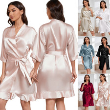 UK NEW Plain Satin Robe