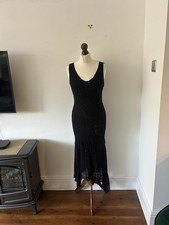 90s Long Black Bias Cut Beaded