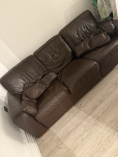 Marks & Spencer Abbey Leather Sofa - Dark Brown - 3 Seater 