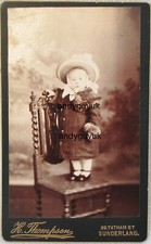 CDV BOY FANCY FUR TRIM COAT HAT RIBBON BONNET SUNDERLAND THOMPSON ANTIQUE PHOTO