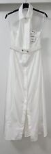 ZARA WHITE COLLARED HALTER NECK OPEN BACK SHIRT DRESS WITH BELT SIZE M BNWT