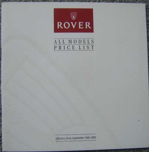 Rover price list 1990 - rover,
