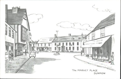 Dunmow market place sketchcard - dunmow,