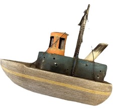 VINTAGE TUG BOAT HANDMADE in The Philippines Model Boat WOOD METAL DISPLAY DECOR