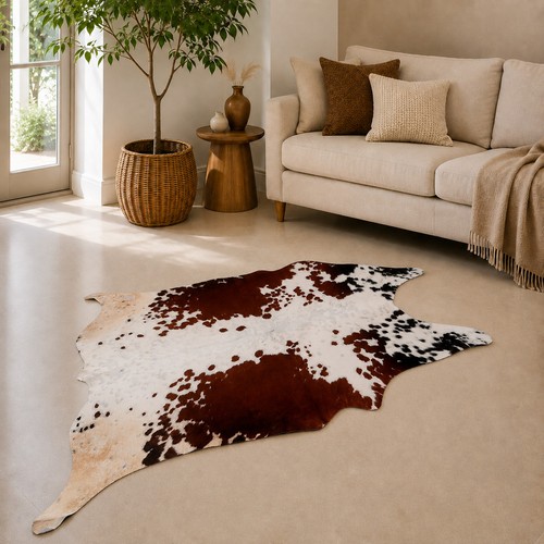 Genuine brown white cowhide - genuine,