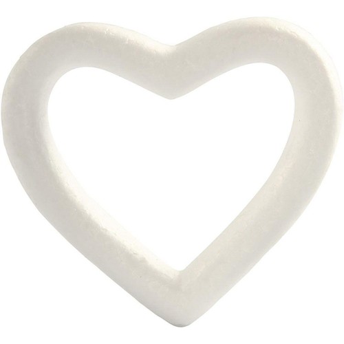 White polystyrene love heart - white,