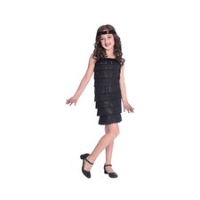 Amscan Girls 1920s Black Flapper Dress Gatsby Flapper Style Costume Age 6-8