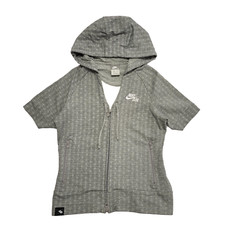 Nike Grey Zip Sports Sweatshirt S/Sleeve Hoodie UK Women's M 10 K803