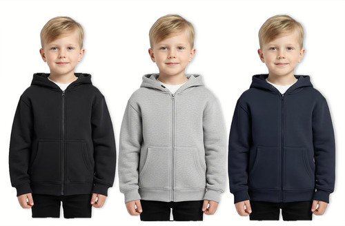 Boys plain zip hoodie - plain, up