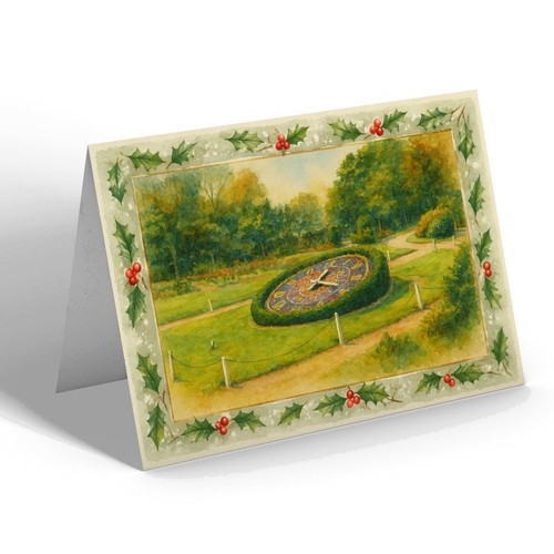 Christmas card floral clock - christmas,