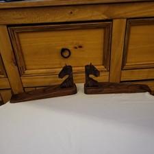 Vintage  pair of Wooden horse head Doorstop  Door Wedge Door Stoppers