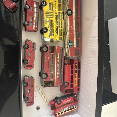 Vintage toy buses and fire