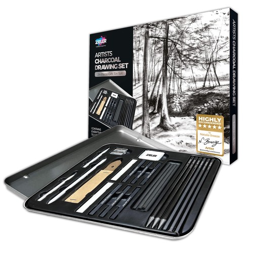 Artists charcoal drawing set - drawing,