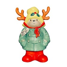 Vintage Paddington Bear Christmas Bank Ceramic Painted 1991 Reindeer Eden Toys