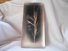VINTAGE RETRO 1960s BRUSHED WALL ART METAL PANEL PICTURE LASER FROND GRASS 