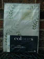 B&Q beige/green fern pattern cotton tunnel top voile curtains 57 x 54