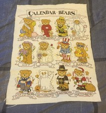Calendar Bears (Beautiful Hand Cross stitched)