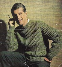 #244 MENS FISHERMANS RIB SWEATER 38-44" VINTAGE KNITTING PATTERN