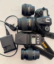 Nikon digital camera D7200 + 3 Lenses  - 18-300, 28-80 & 50, flash + Guide Book
