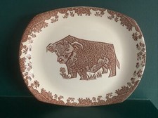 Ironstone Vintage 70’s Beefeater Fergus The Bull Cream & Brown Steak Plate