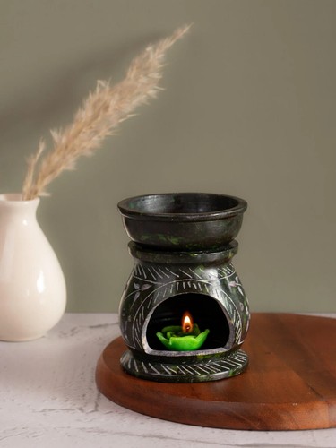 Soapstone carved oil burner - carved,
