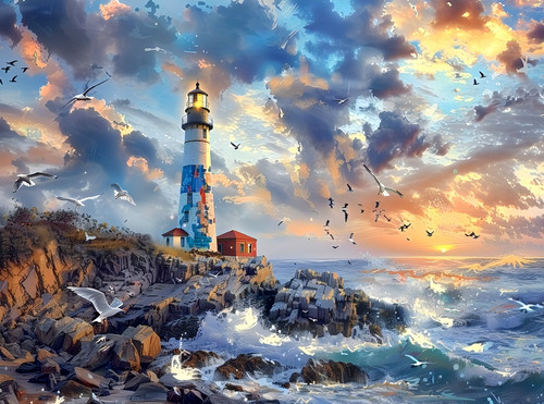 Lighthouse seascape canvas - seascape,