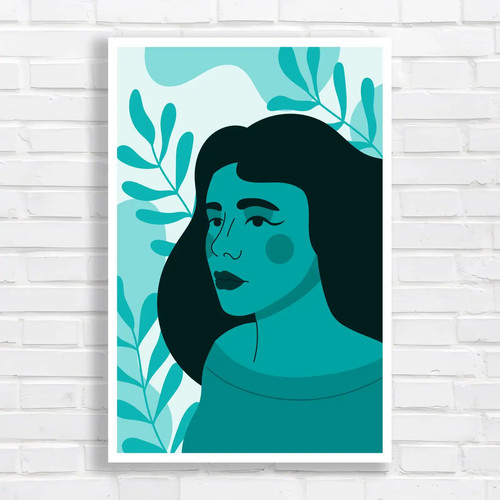 Modern botanical portrait teal - botanical,