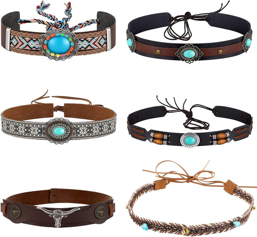 6pcs cowboy hat band western - hat,