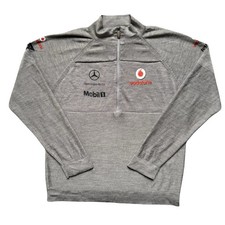 McLaren Mercedes Jumper Merino Wool Blend Mens Medium (L) 1/2 Zip Formula 1 Knit