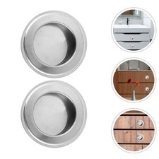  2 Pcs Round Door Handles Internal Furniture Accessories Stainless Steel