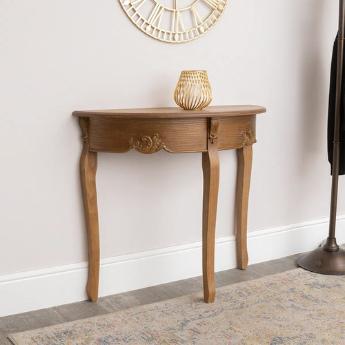 Wooden half moon console table - wooden,