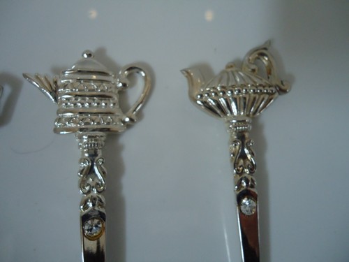 Tea pot silver plated spoons - pot, x