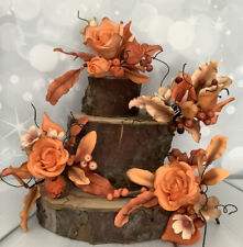 Burnt Orange Gum Paste Wedding/Celebration Cake Topper/Decoration