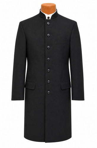 Men black long tuxedo frock - black,