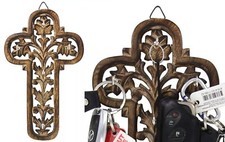 Handmade Wooden Climbing Faith Key Holder Wall Mounted Rack With 5 Key Hook