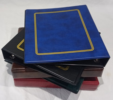LUXURY 4-RING STAMP ALBUMS WITH DECORATIVE COVER, VARIOUS COLOURS - SEE LIST