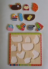 Tesfoulouloup!!! 10 piece Wooden Lift Play Tray Puzzle VGC Ebulobo France