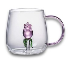 3D Rose Glass Mug / Cup 400ml