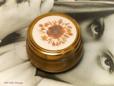 Brass gold tone metal with pressed flowers-5cm-vintage pill box-trinket box-202