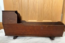 Antique Victorian Wooden Rocking Dolls Crib Rocking Cradle cot  mattress 