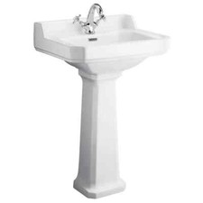 Nuie Carlton Traditional 560mm Full Pedestal Basin 1 Tap Holes Bathroom Sink