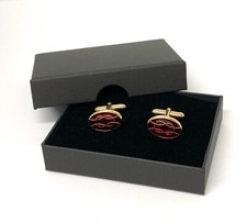 Sailors Rope Knot cufflinks cuff links with gift box -  RED Enamel & Gold Plate