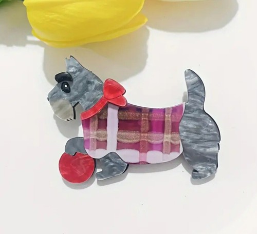 Acrylic scottie dog brooch - scottie,