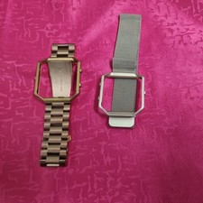 Fitbit Blaze Straps X2  Pink rose/Silver magnetic Stainless Strap +Metal Frame