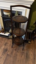 Antique Edwardian 3 Tier Mahogony Folding Cake Stand